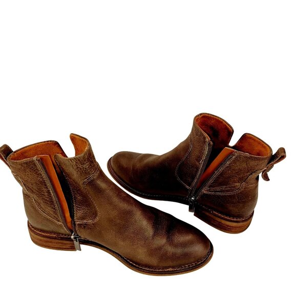 Franco Sarto Chelsea Boot Side Zip Taupe Block Flat Womens Leather Shoe Size 7.5 - Picture 6 of 11